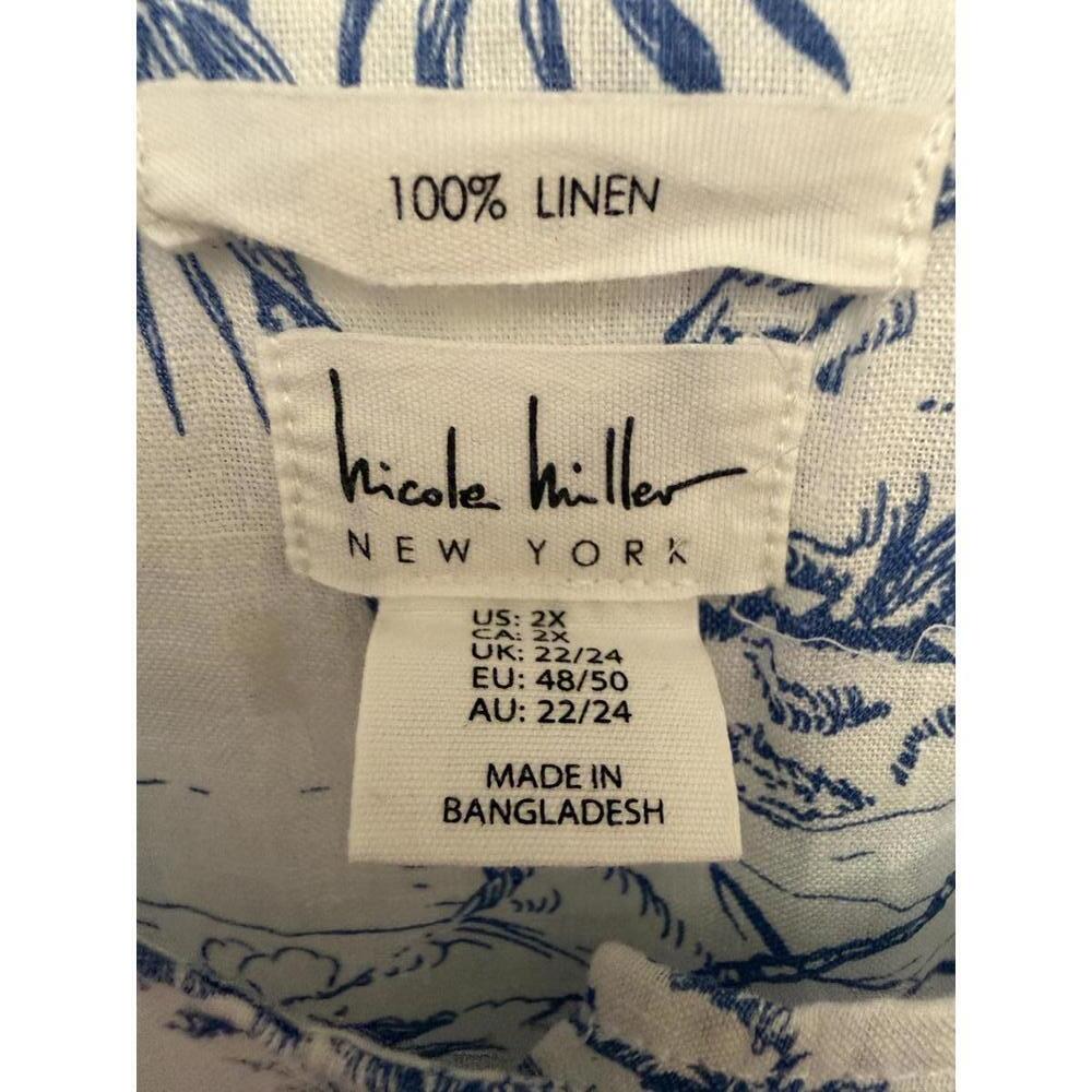Nicole Miller 100% linen button up blouse size 2X - Picture 3 of 7